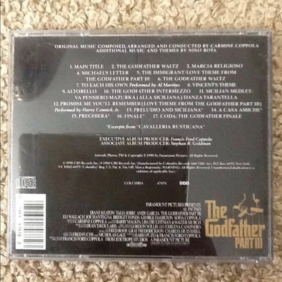 The Godfather, Pt. 3 by Carmine Coppola (CD, Dec-1990, Columbia (USA)) - Picture 2 of 2